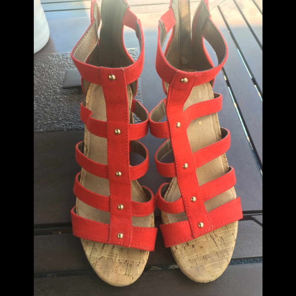 Aerosoles summer heels size 71/2 dark orange red